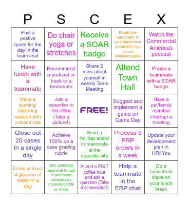 End Of Quarter BINGO Card