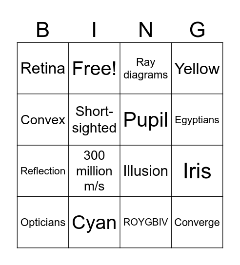 Light Bingo Card