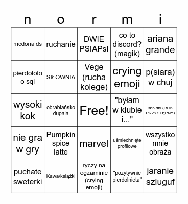 Npc bingo Card