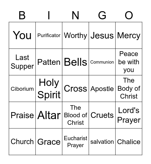 HOLY EUCHARIST Bingo Card