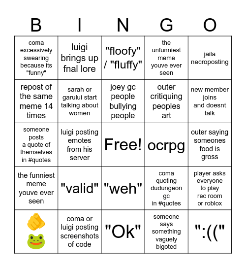 comaserver bingo Card