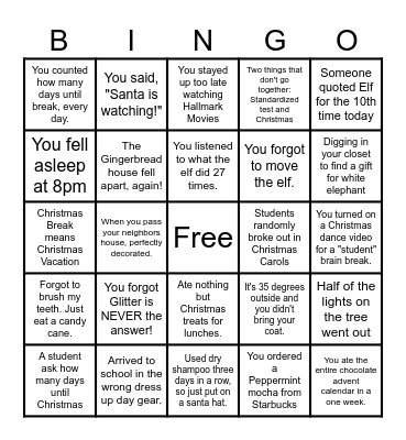 Christmas Bingo Card