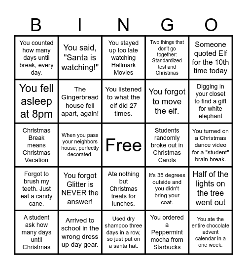 Christmas Bingo Card