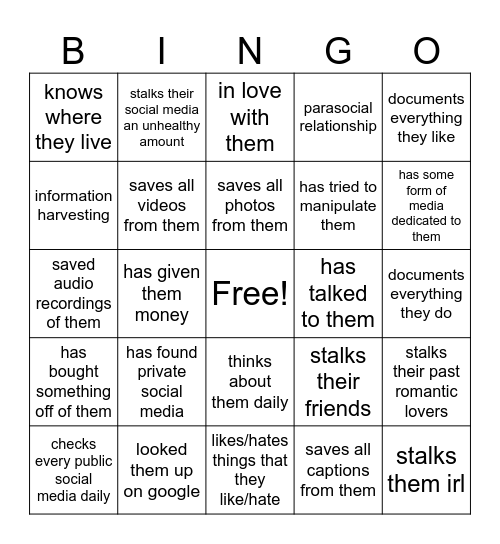 joe goldbergcore 😚 Bingo Card