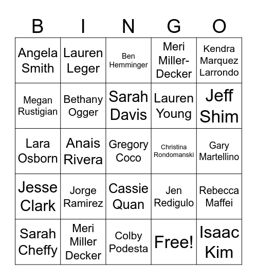 Leadership Bingo! Bingo Card