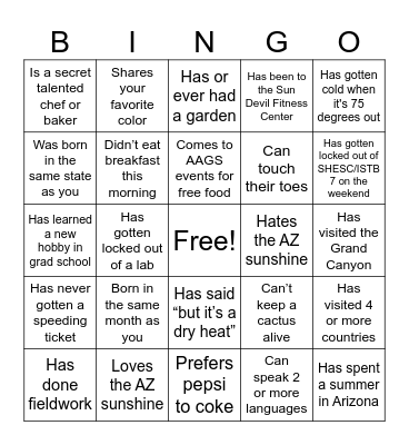 Find Someone Who... Bingo Card