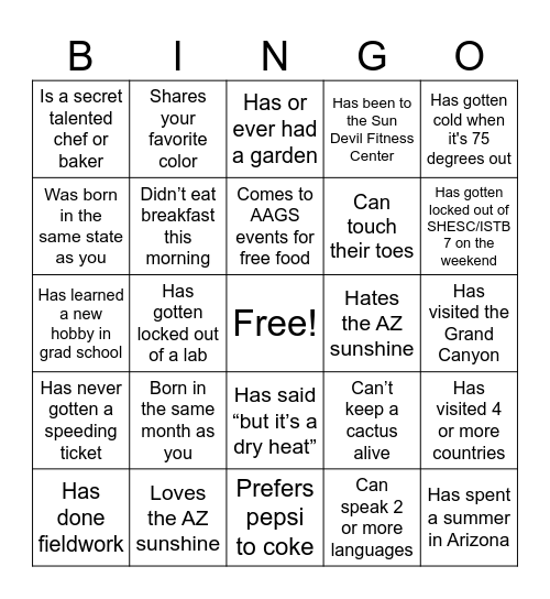 Find Someone Who... Bingo Card