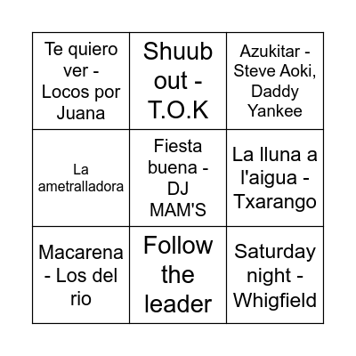 BINGO MUSICAL Bingo Card