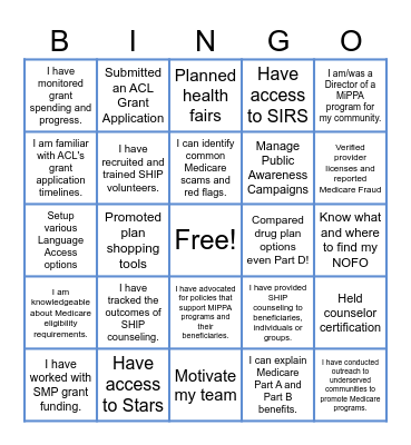 New Director Training Bingo! Bingo Card