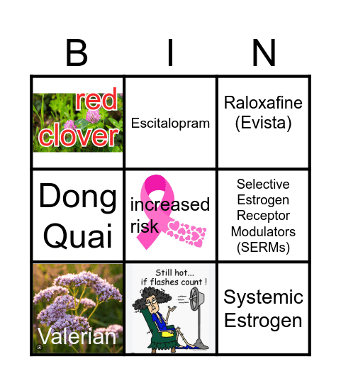 Drugs/ Herbals for Menopause Bingo Card