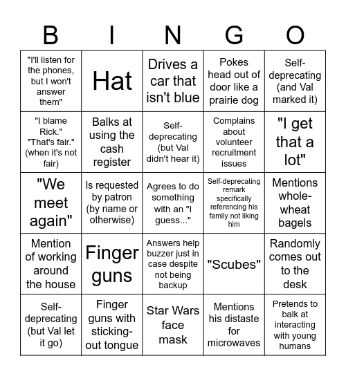 Rick-xhibit: The Bingo Card