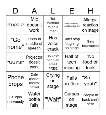 Dale Bingo Card