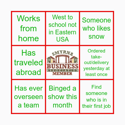 SBA Holiday Lunch 2023 Networking Bingo Card