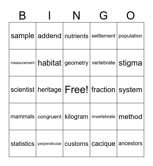 Wordingo#4 Bingo Card