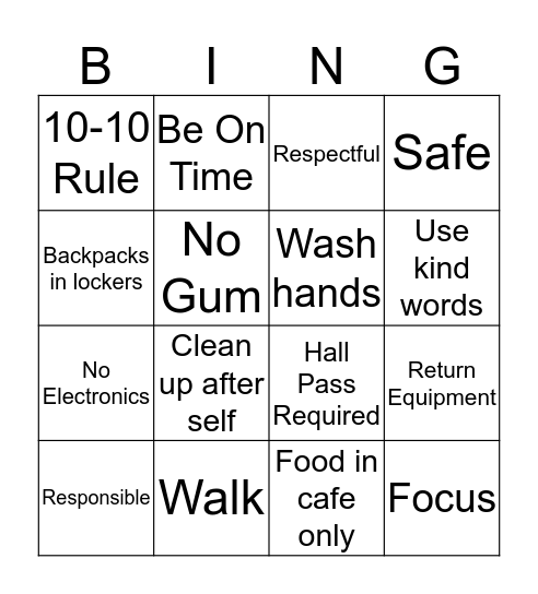 Hosford Bingo Card