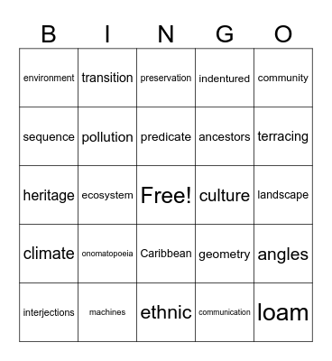 Wordingo #5 Bingo Card