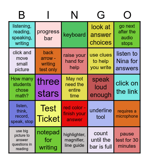 ACCESS Demo Bingo Card