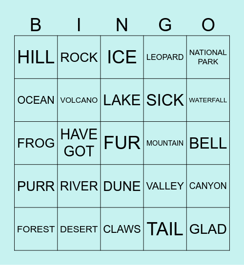 SIXTH GRADE Bingo Card