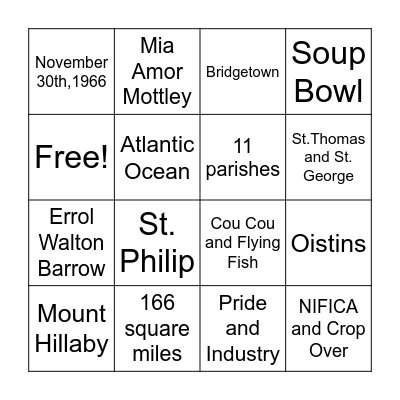 Barbados My Island Home Bingo Card