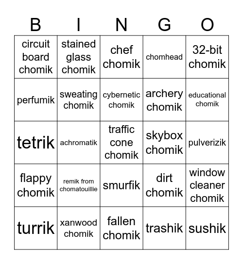 chomik Bingo Card