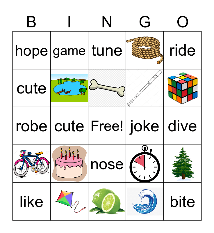 CVCe Word Bingo! Bingo Card