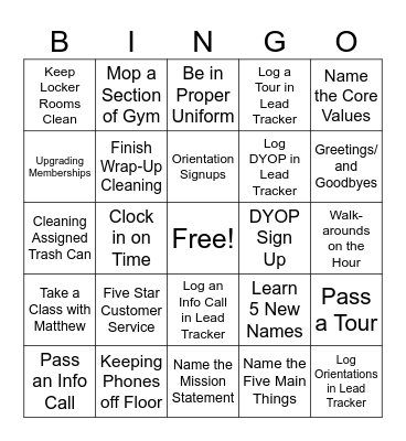 Back to Basics Bingo Card