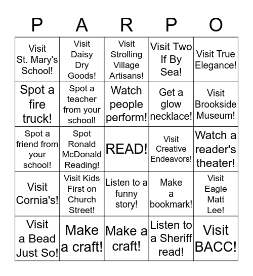 PARP 2016 - First Friday Bingo Card