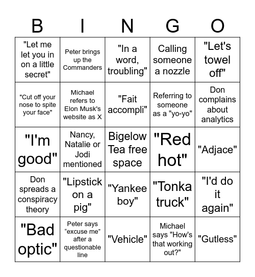 TMKS Bingo Card