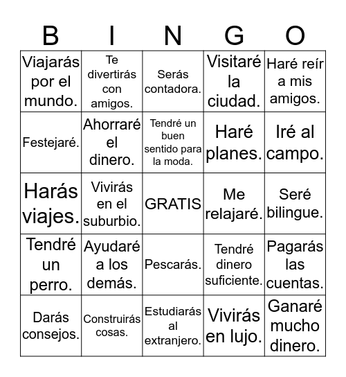 En el futuro Bingo Card