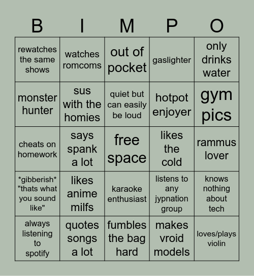 are you impo Bingo Card