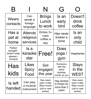 Preqin Bingo! Bingo Card