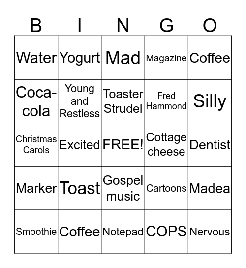 J Bingo Card