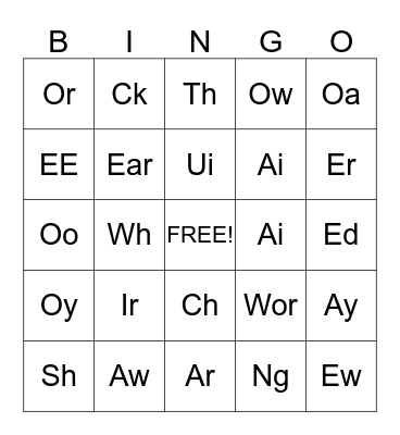 Phonogram Fun! Bingo Card