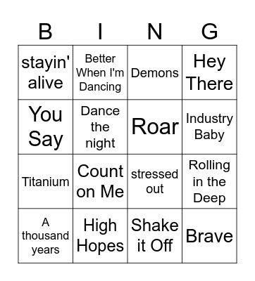 Music Bingo 2023 Bingo Card