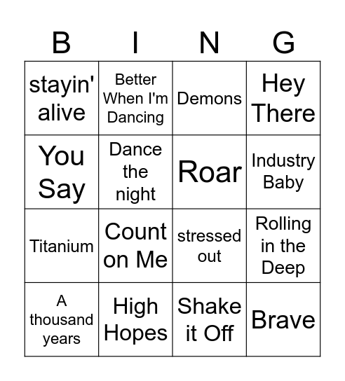 Music Bingo 2023 Bingo Card