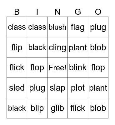 L Blends - Consonant Blend Bingo Card
