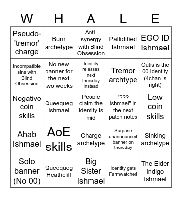 Ishmael Identity Bingo Card