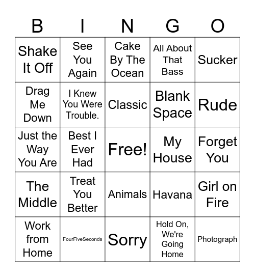 THE CHARTS Bingo Card