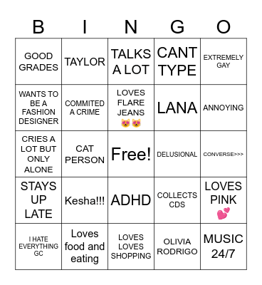 CHARLIE Bingo Card