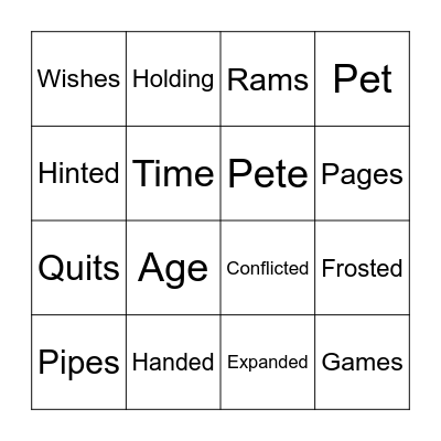 WORD BINGO Card