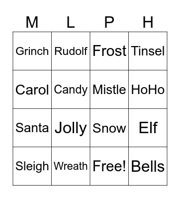 Jolly Bingo Card