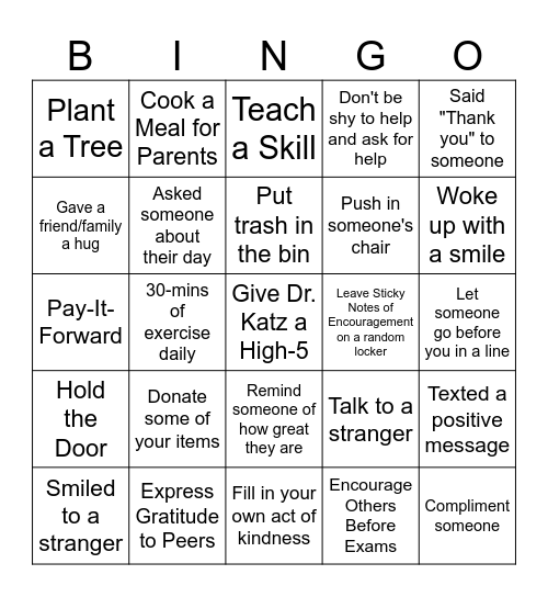 KindKatz Bingo Card