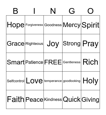 JESUS Bingo Card