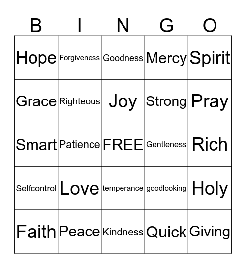 JESUS Bingo Card