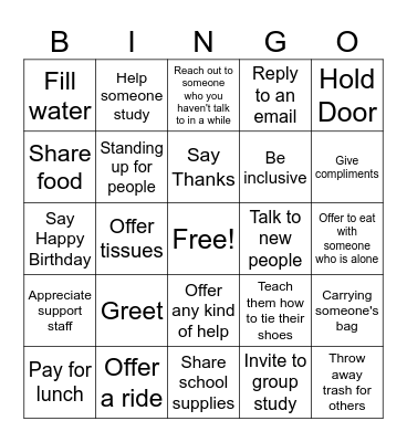 G12 Prism Pay It Forward Bingo Card