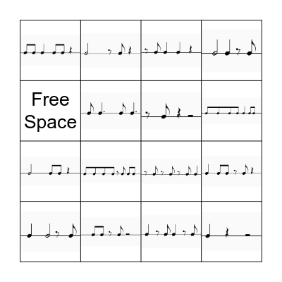 Syncopation Bingo! Bingo Card