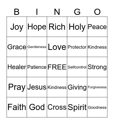 JESUS Bingo Card