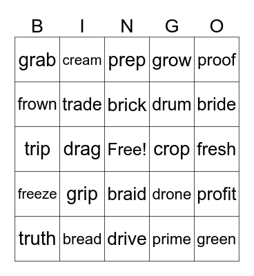 R Blend - Various Bingo Card