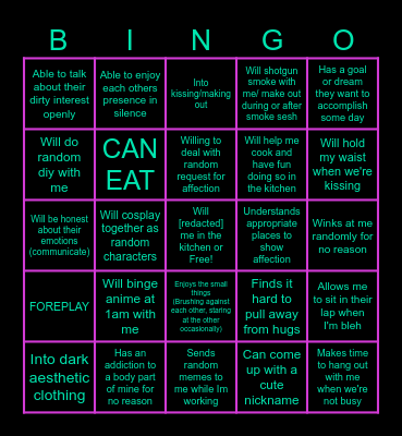 Azrael's Bingo<3 Bingo Card