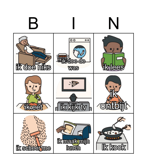 ESL - Daily Routines - from ESL Library Bingo Card